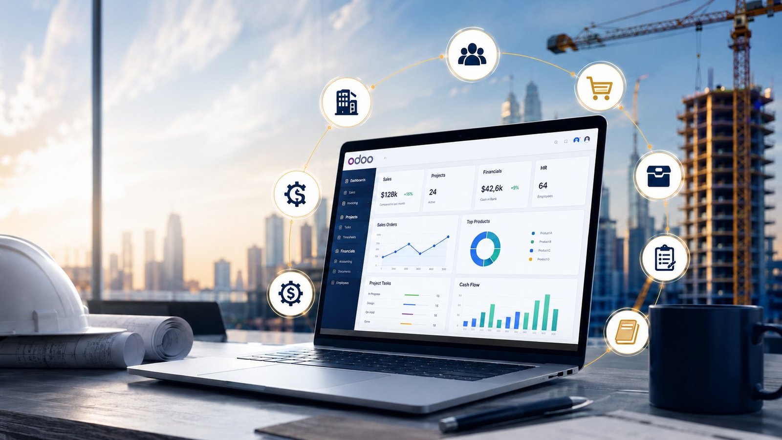 Odoo ERP and business systems dashboard for construction operations
